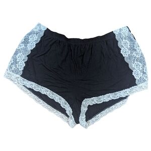 Adore Me Black With White Lace Loungewear Lingerie Soft Shorts  3XL Boy Shorts